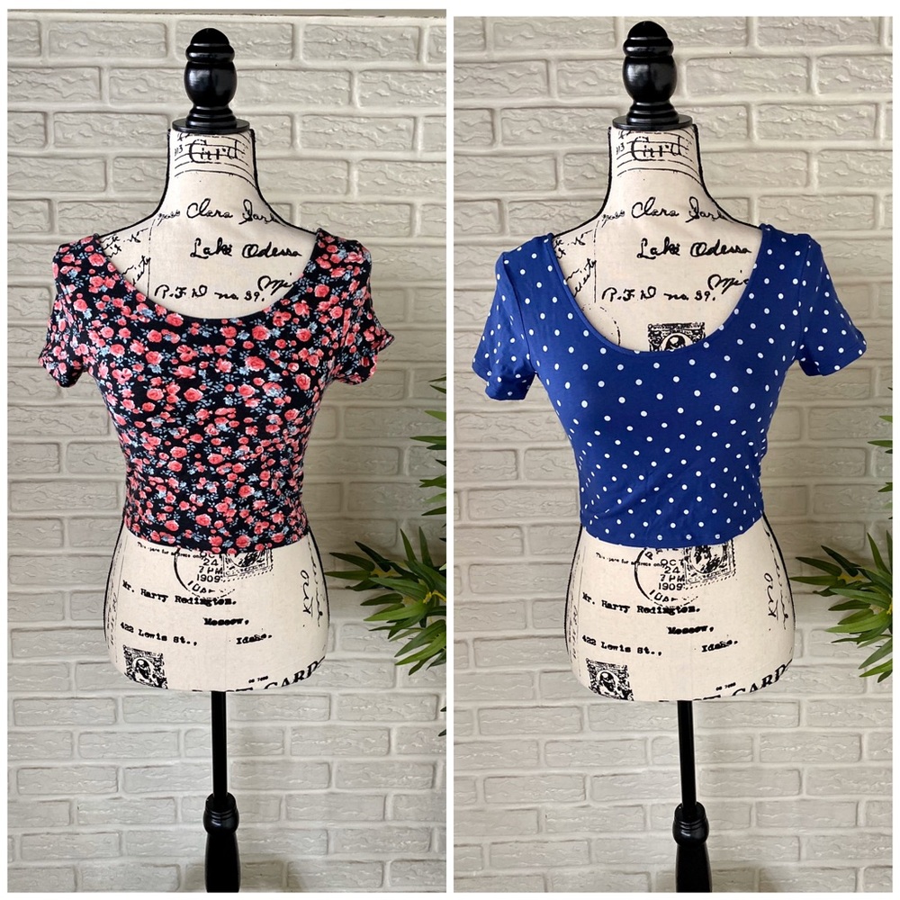 Bundle of Floral & Polka Dot Crop Tops